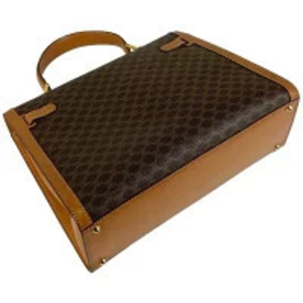 Celine Macadam lock turn canvas brown handbag closure Brown